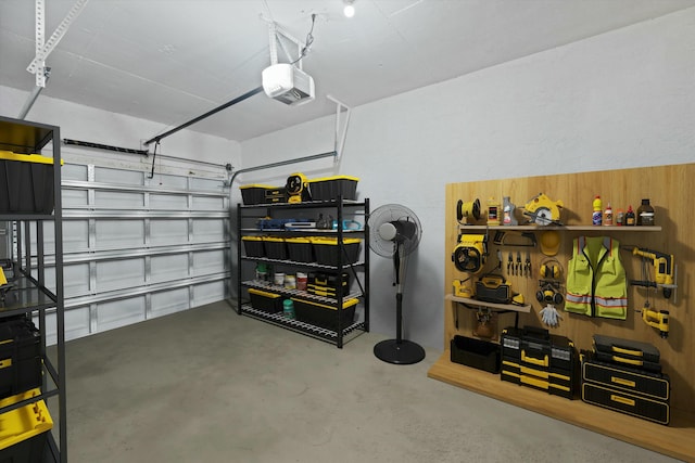 garage with a garage door opener