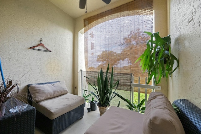 balcony with ceiling fan