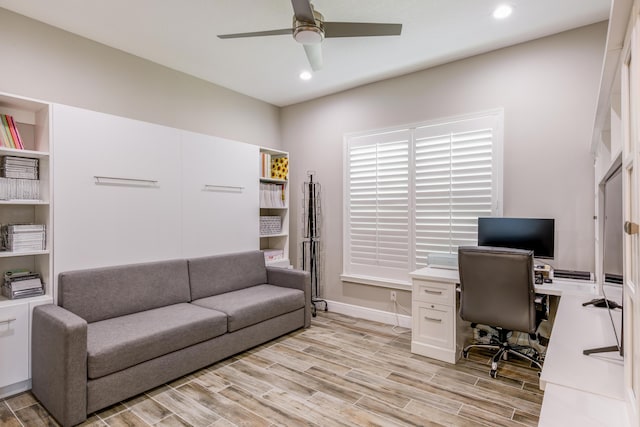 home office featuring ceiling fan