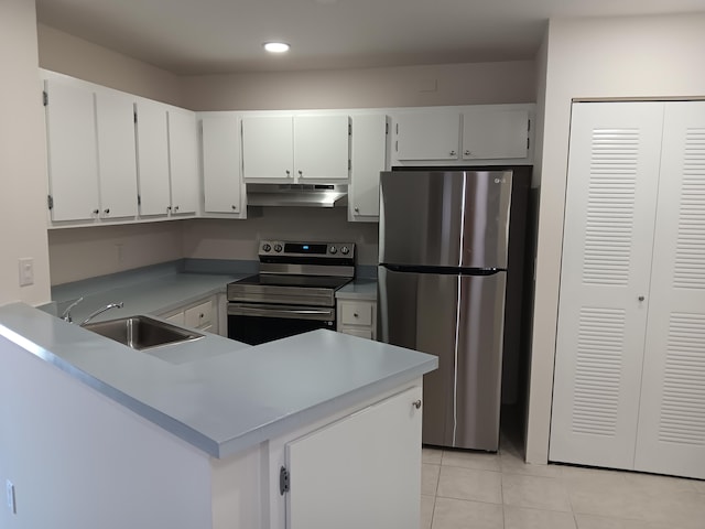 kitchen featuring white cabinets, sink, and stainless steel appliances