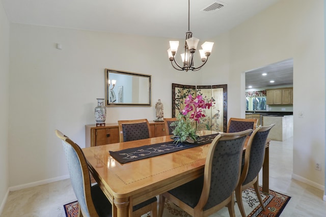 dining room with an inviting chandelier