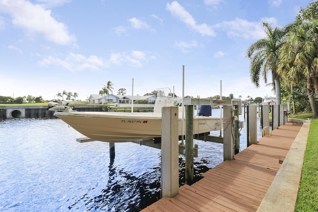 view of dock featuring a water view