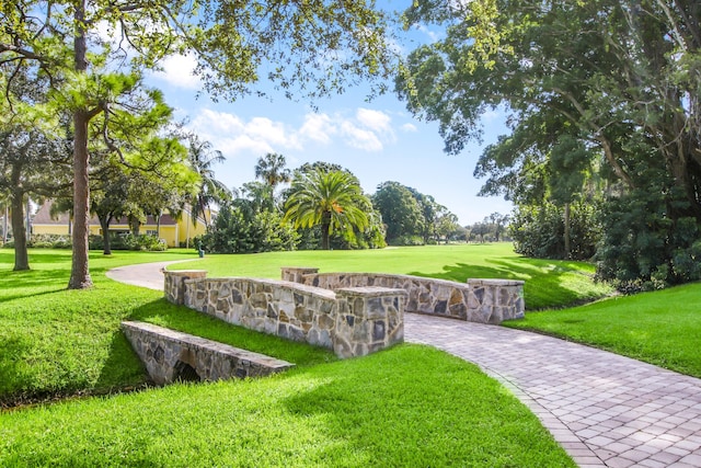 view of community featuring a yard