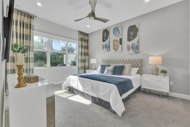 bedroom with carpet and ceiling fan