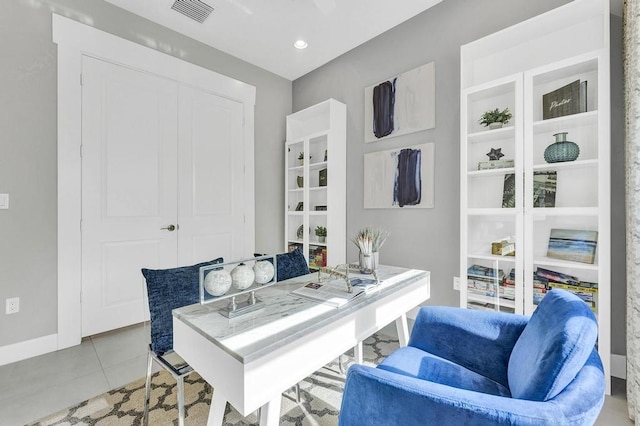 interior space featuring light tile patterned flooring