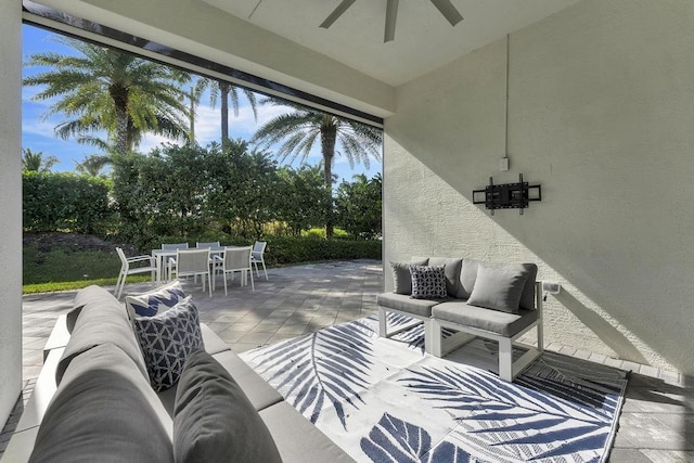 view of patio / terrace with an outdoor hangout area and ceiling fan