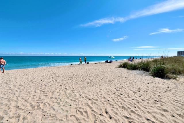 view of water feature featuring a beach view