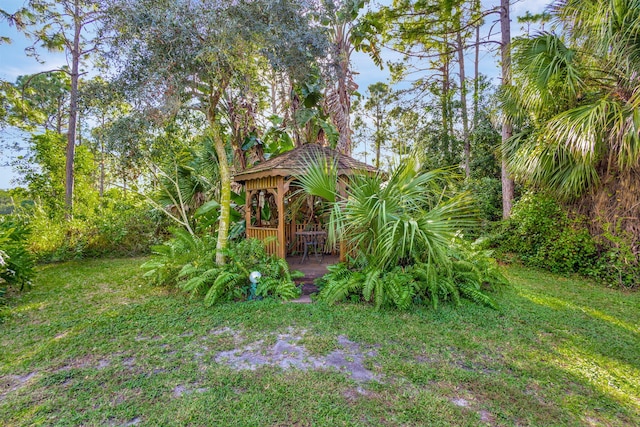 view of yard with a gazebo