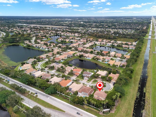 bird's eye view featuring a water view