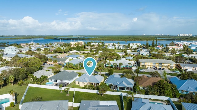 bird's eye view featuring a water view