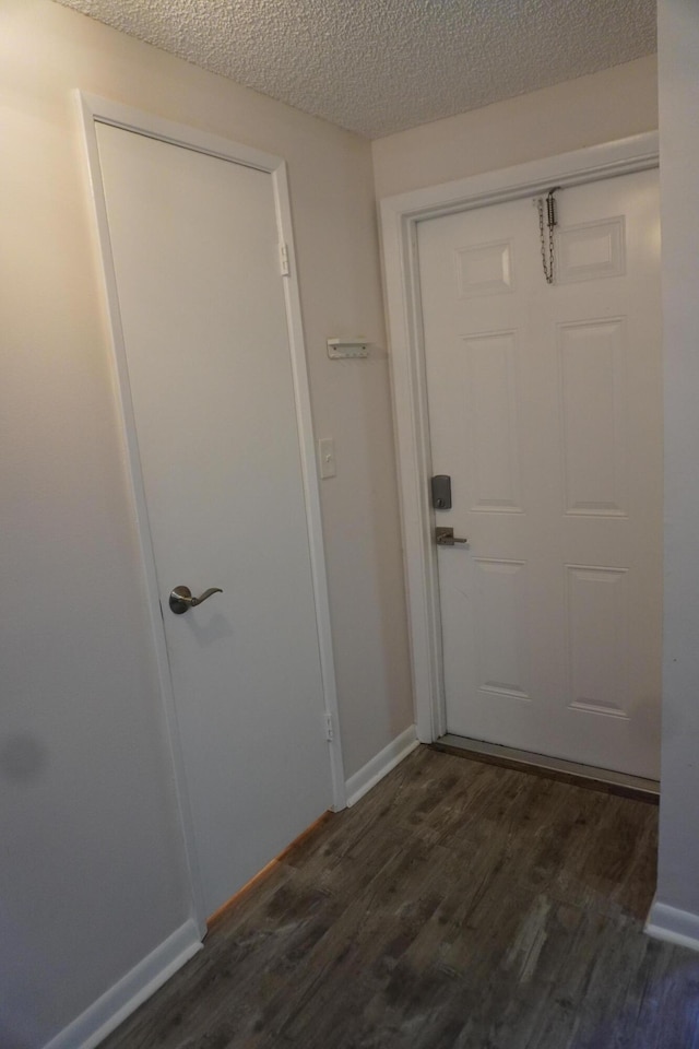 entryway featuring dark hardwood / wood-style flooring and a textured ceiling