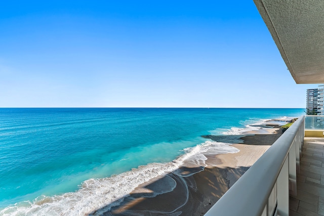 view of water feature with a view of the beach