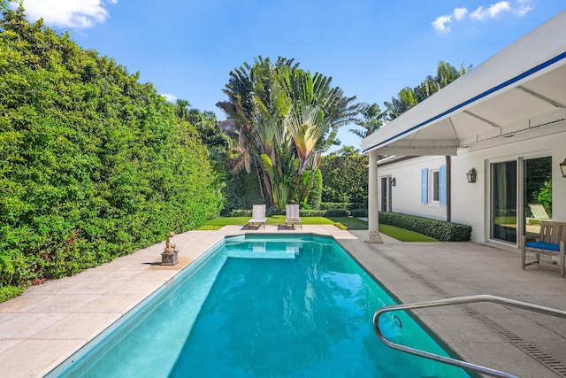 view of swimming pool featuring a patio