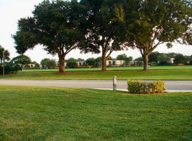 view of property's community with a lawn