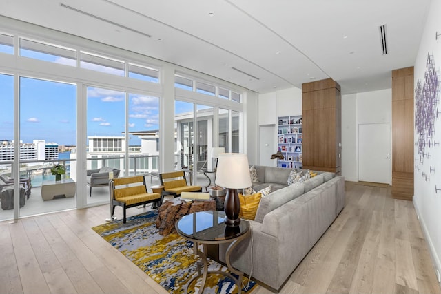 living room featuring light hardwood / wood-style flooring