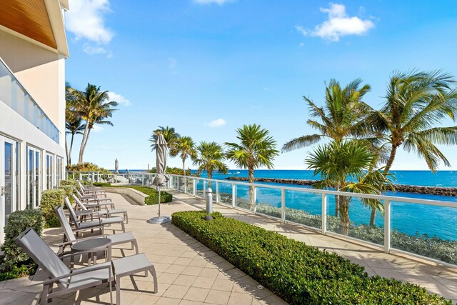 property view of water with a beach view