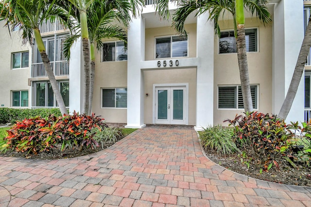 property entrance with french doors