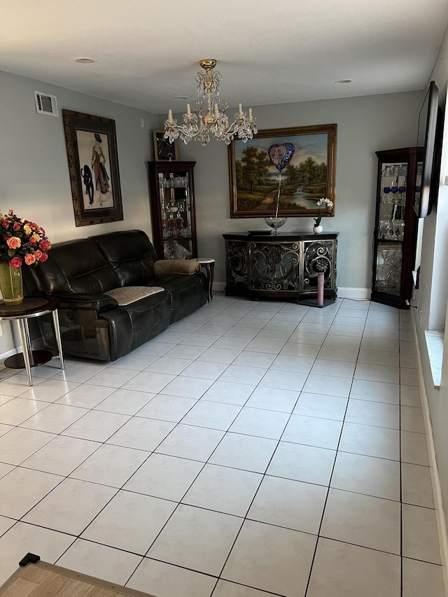 20 Laredo Pl Unit 2-1, Davie, FL 33324 - tiled living room with a chandelier and baseboards