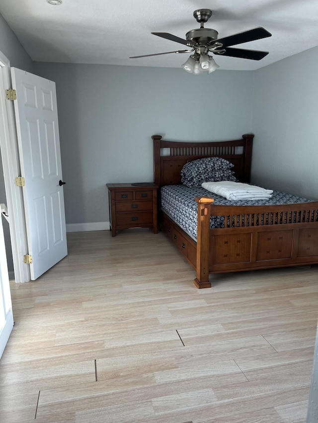 20 Laredo Pl Unit 2-1, Davie, FL 33324 - bedroom with light wood-style flooring, a ceiling fan, and baseboards
