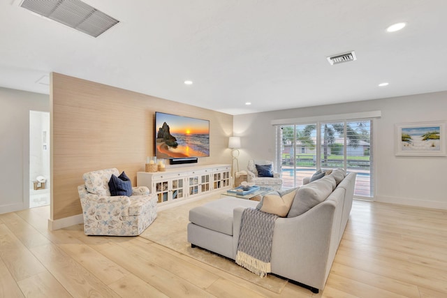 living room featuring light hardwood / wood-style flooring