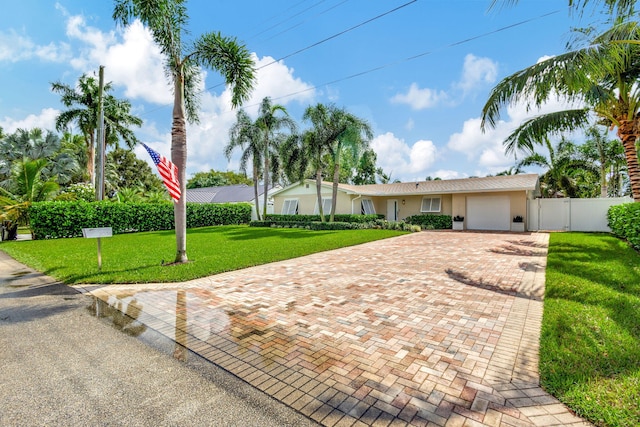 ranch-style house featuring a front yard