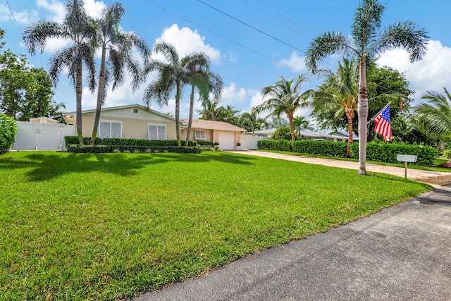 view of front of home with a front lawn