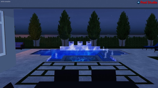 view of swimming pool with an in ground hot tub and a patio area