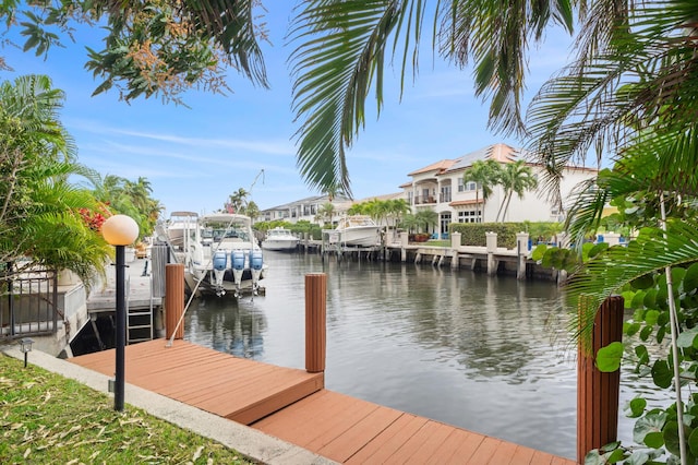 dock area featuring a water view