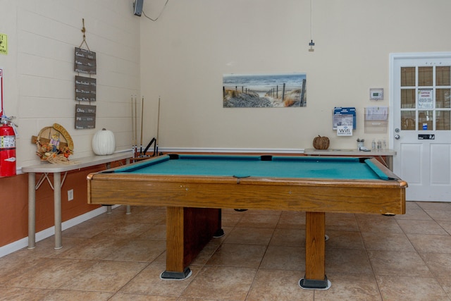 playroom featuring tile patterned flooring and billiards