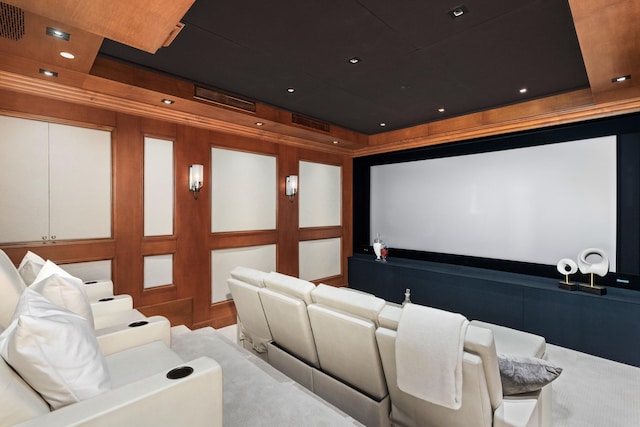 view of carpeted cinema room