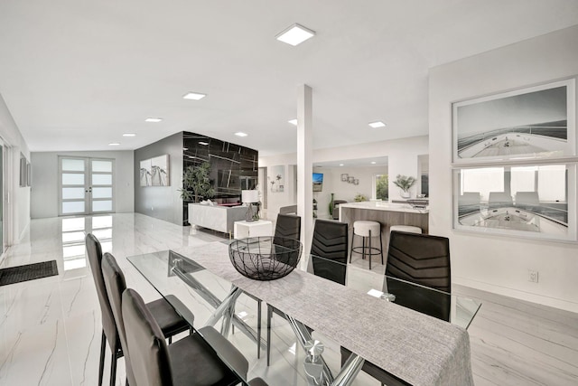 dining room featuring french doors