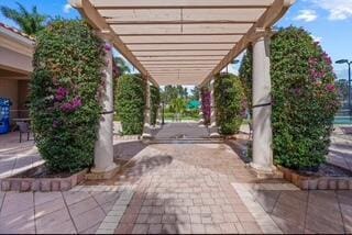 view of patio featuring a pergola