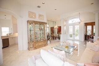 living room featuring french doors