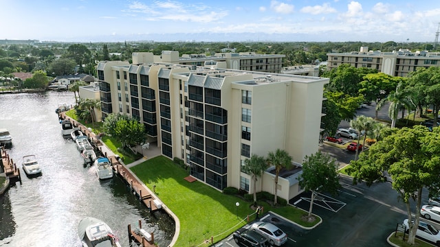 bird's eye view featuring a water view