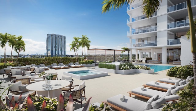 view of pool featuring a patio