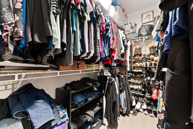 spacious closet featuring hardwood / wood-style flooring