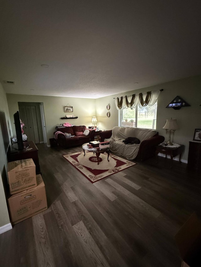 living room with hardwood / wood-style floors