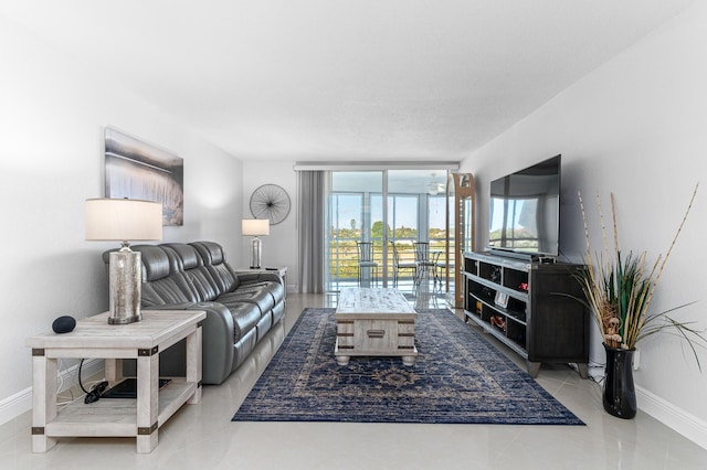 view of tiled living room