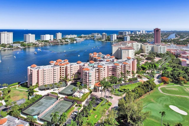 bird's eye view featuring a water view