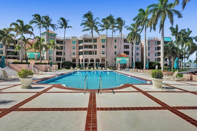 view of pool featuring a patio area