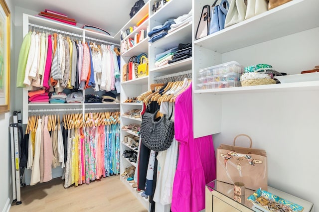 walk in closet featuring hardwood / wood-style flooring