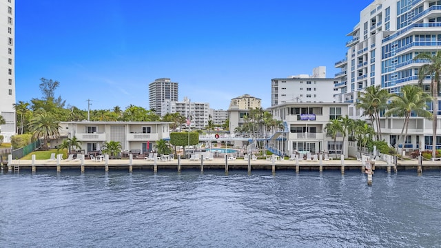 water view with a boat dock