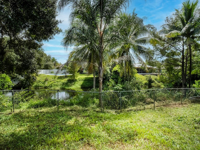 view of yard with a water view