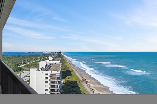 property view of water with a beach view