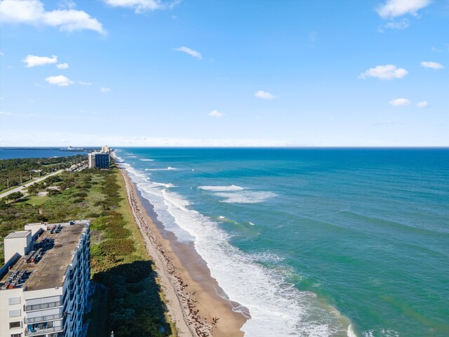 view of water feature with a view of the beach