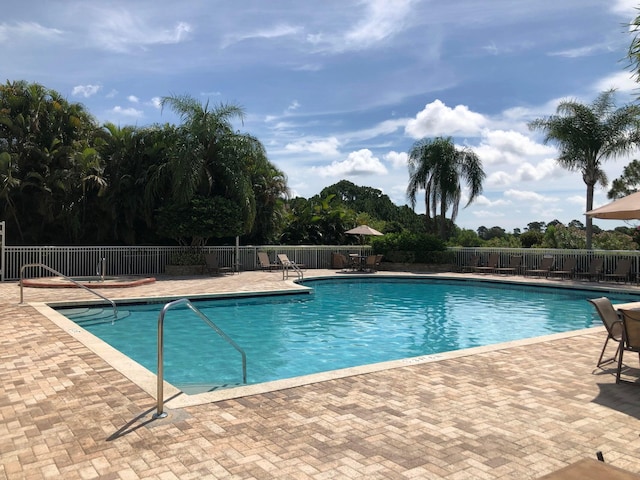 view of pool featuring a patio