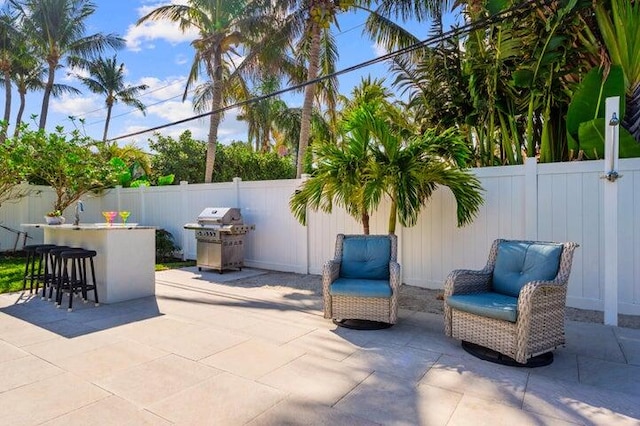 view of patio with grilling area and exterior bar