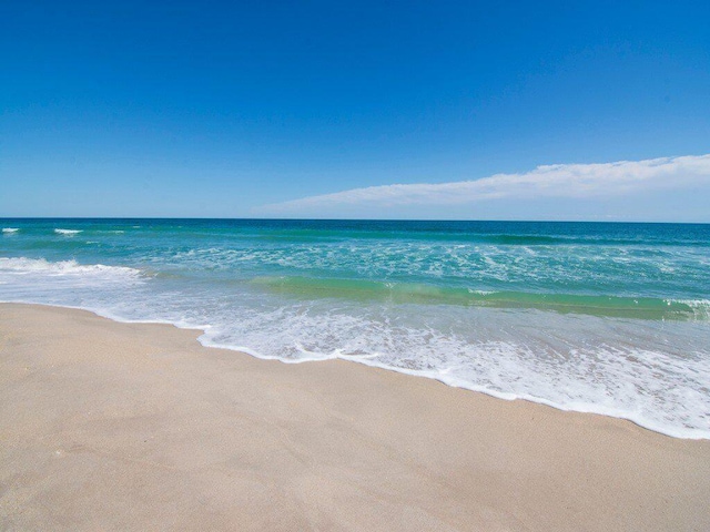 view of water feature with a view of the beach