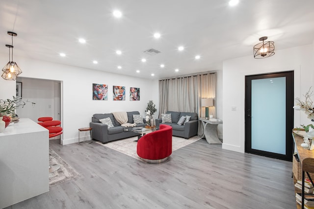 living room featuring light hardwood / wood-style floors