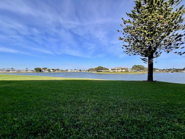 view of yard with a water view